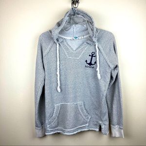 Nautical Maine grey striped hoodie size small